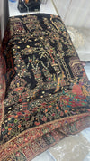 Maharani Kani Meenakari Shawl – Black & Maroon | 3 Yards