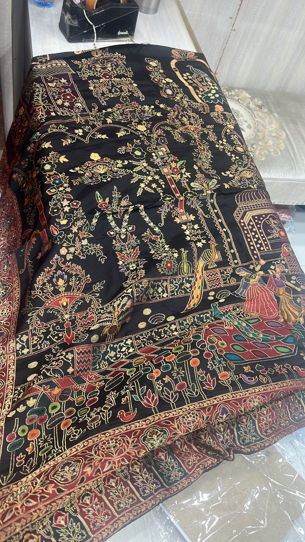 Maharani Kani Meenakari shawl pure fabric detail