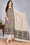 Beige & Skin Kani Pashmina 3-Piece Unstitched Pakistani Suit