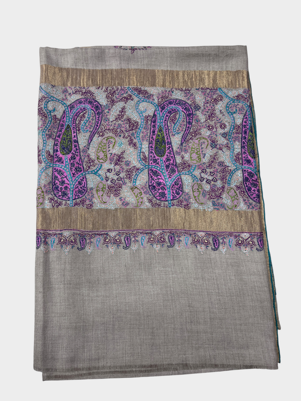 Hand-Embroidered Sozni Border with a Touch of Moonlight - Tajmehalhandicrafts