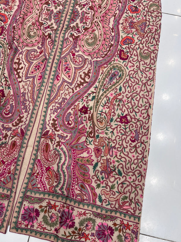 Women’s Handmade Kilimkari Long Coat – Traditional Kashmiri Artisan Design