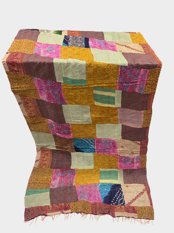 Hand Work Silk Kantha Stitch Stole