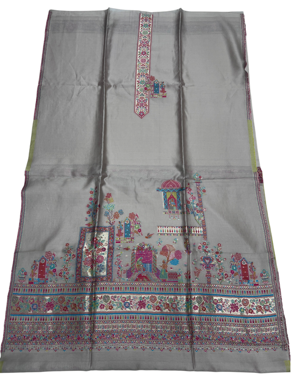 Skin Color Shikargah Kani Pashmina Unstitched 3-Piece Suit
