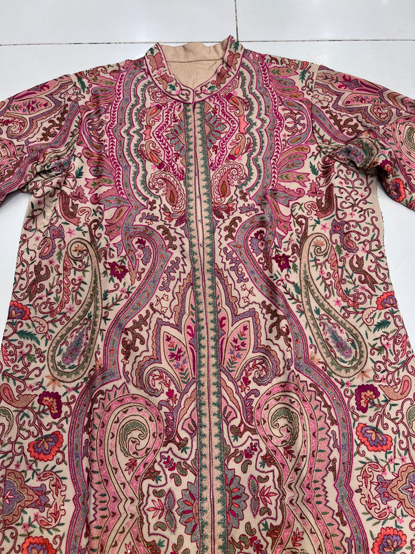 Women’s Handmade Kilimkari Long Coat – Traditional Kashmiri Artisan Design