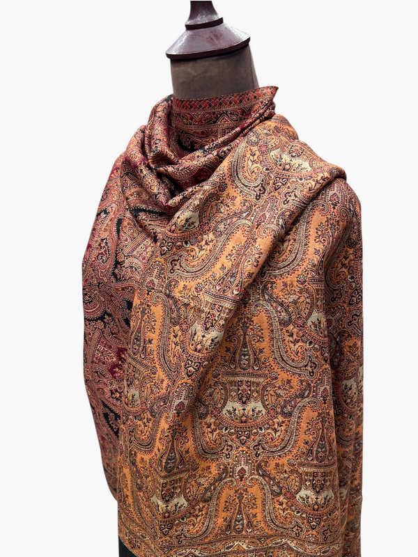 Sunday Monday kani Moonlight Shawl Black with Rust