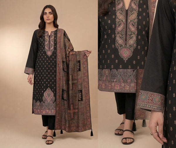 Black Maharani unstitched suit