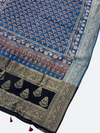 Artisan Ajrakh Dola Silk Dupatta – Traditional Hand Block Craft