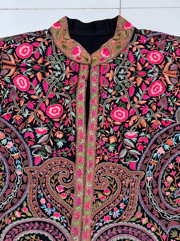 One-of-a-Kind Handmade Kashmiri Embroidered Coat – Bird & Paisley Design