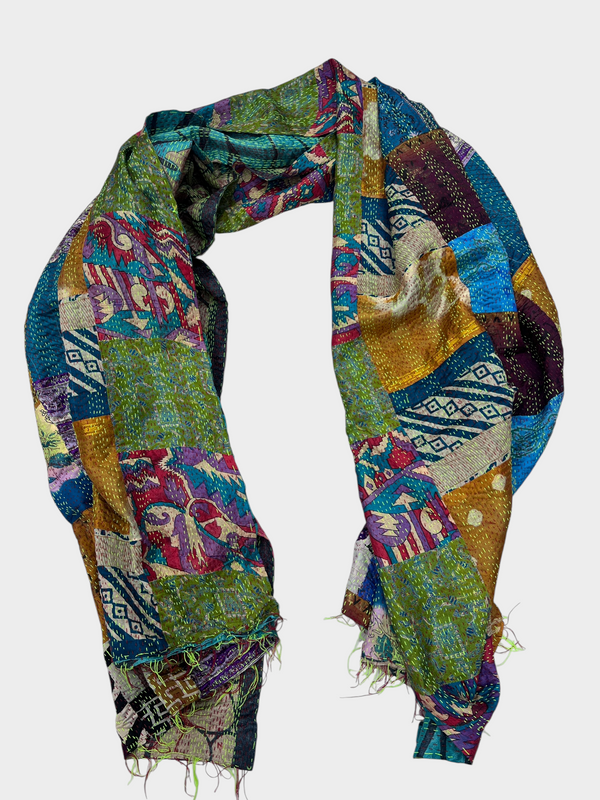 Hand Work Silk Kantha Stitch Stole - 03