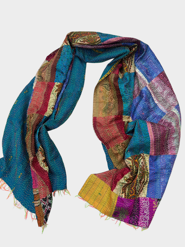 Hand Work Silk Kantha Stitch Stole - 01