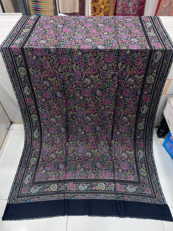 Gulab Rose Reversible Kani Pashmina Shawl | Taj Mehal Handicrafts