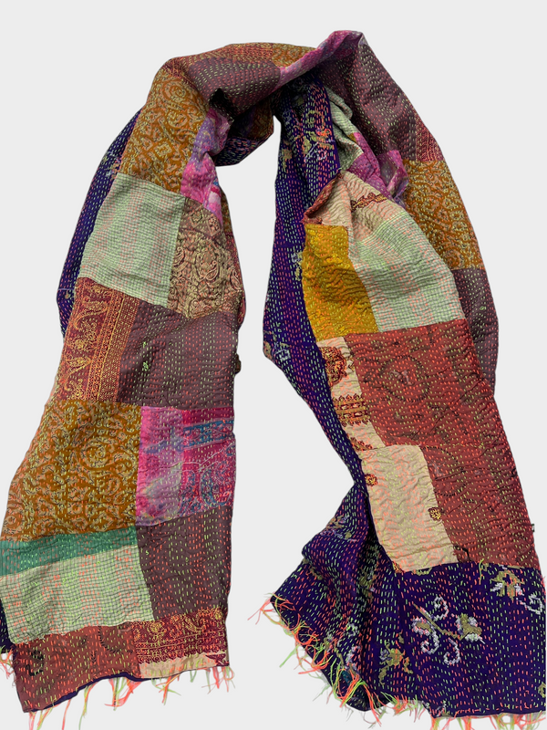 Hand Work Silk Kantha Stitch Stole