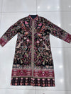 Handmade Kashmiri Kilimkari Coat – Black Multicolor Floral & Bird Embroidery