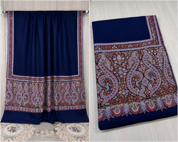 Pure Pashmina Hand-Embroidered Needle Work Border Shawl