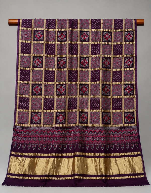 Traditional Ajrakh Design Patalo Gajji Silk Duppata