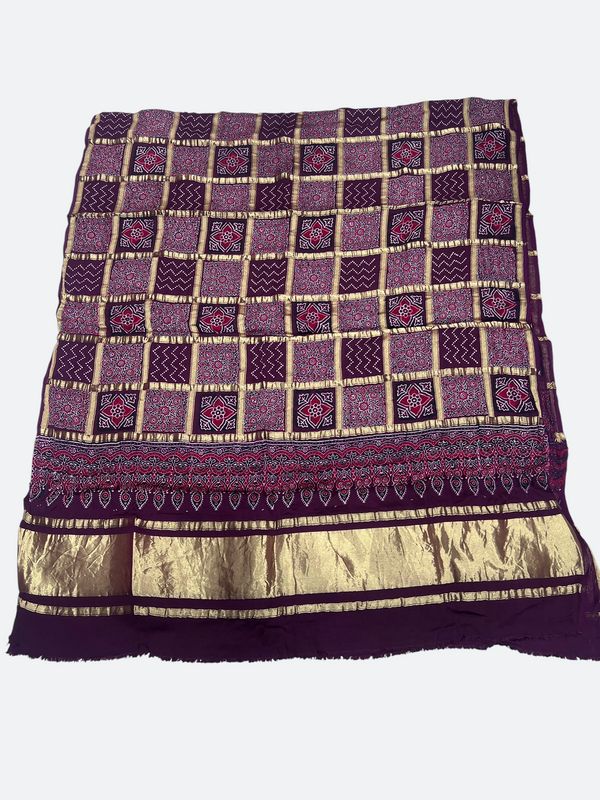 Traditional Ajrakh Design Patalo Gajji Silk Duppata