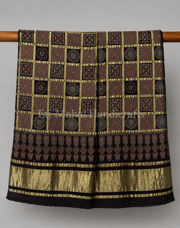 Traditional Ajrakh Design Patalo Gajji Silk Duppata