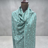 Green pure Pashmina Sozni Jaal shawl with white handmade embroidery for women