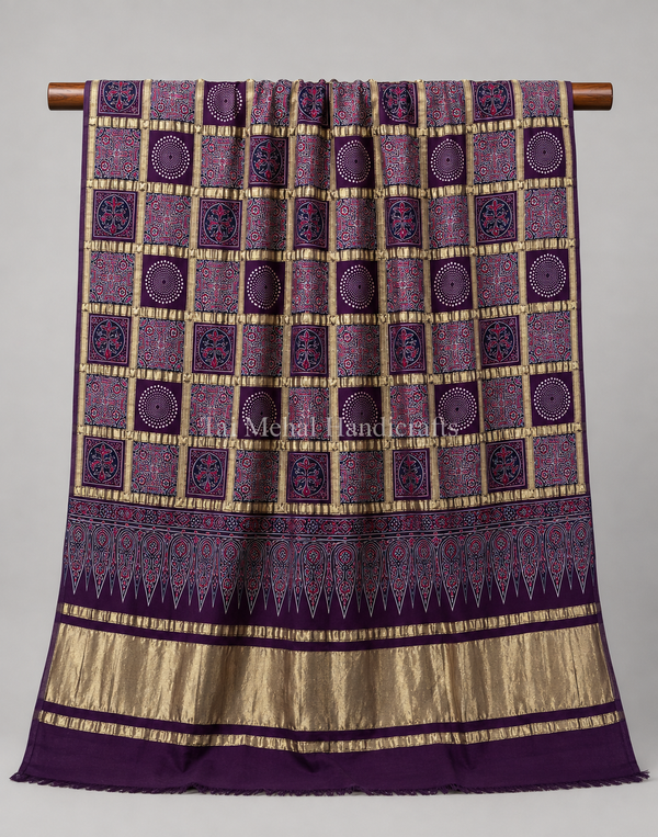 Traditional Ajrakh Design Patalo Gajji Silk Duppata
