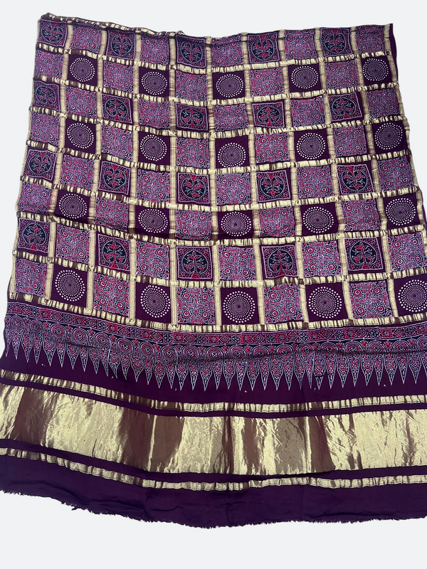 Traditional Ajrakh Design Patalo Gajji Silk Duppata