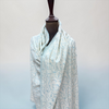 Ivory Pashmina shawl with turquoise all-over handmade Sozni Jaal embroidery – Taj Mehal Handicrafts Islamabad