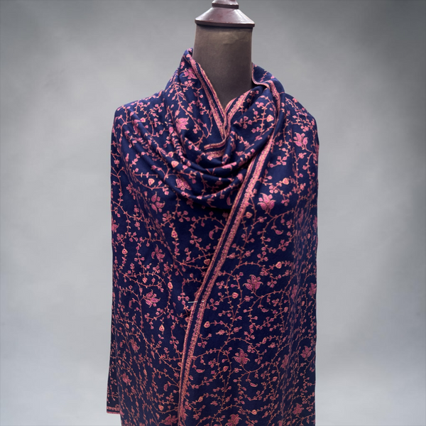 Pure Pashmina Sozni Jaal hand embroidered Kashmiri shawl – heritage craftsmanship at Taj Mehal Handicrafts Islamabad Pakistan