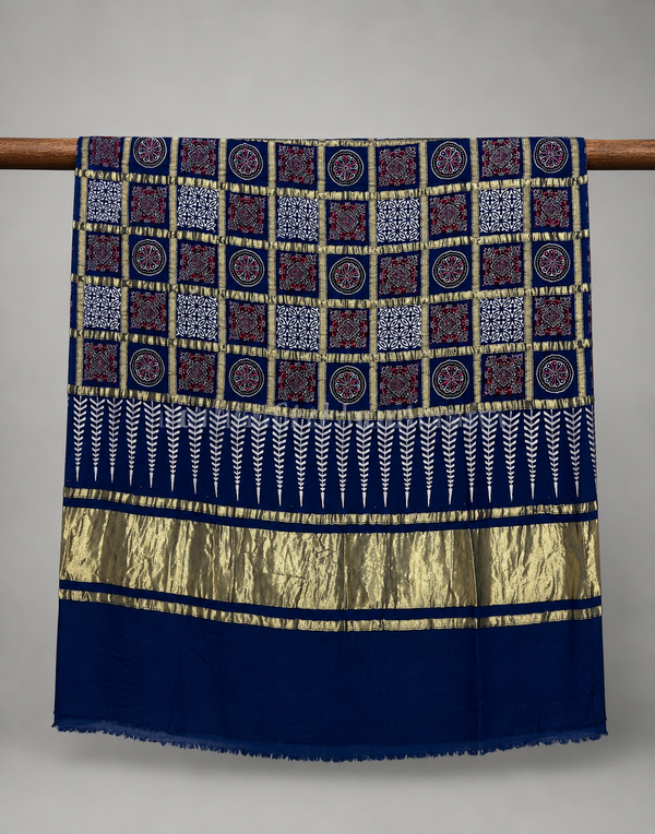 Traditional Ajrakh Design Patalo Gajji Silk Duppata