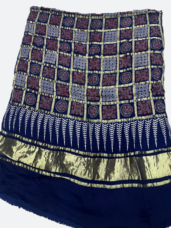 Traditional Ajrakh Design Patalo Gajji Silk Duppata