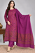 Purple MonaLisa Kani woolen 3-piece unstitched women’s suit in Pakistan - Taj Mehal Handicrafts
