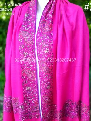 Pink Border Embroidery Cashmere Shawl