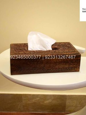 Wooden Hand Made Carving Tissue Box