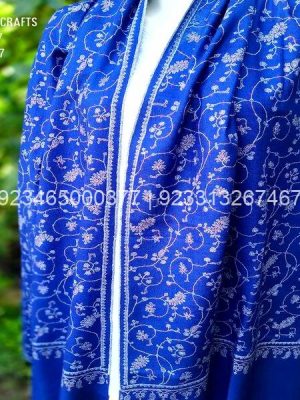 Royal Blue Sozni Jaal Embroidered Pashmina Shawl