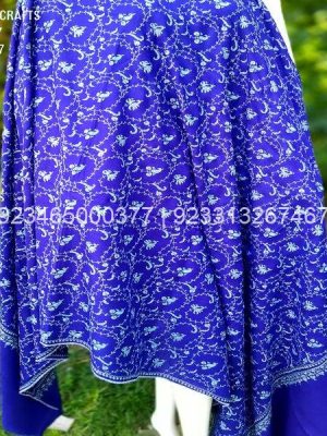 Royal Blue Sozni Jaal Embroidered Pashmina Shawl