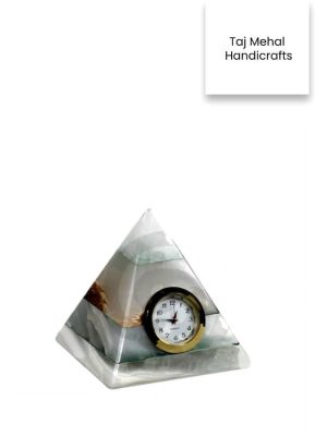 Onyx Stone Pyramid Shaped Table Clock 2″