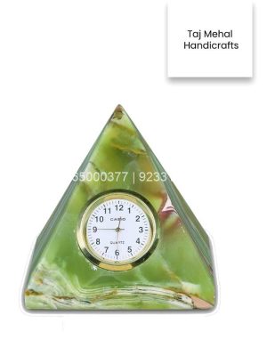 Onyx Stone Pyramid Shaped Table Clock 2″