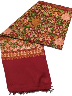 Maroon Aari Work Jama with Multicolor Embroidery