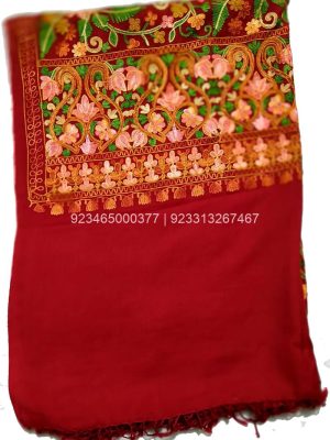 Maroon Aari Work Jama with Multicolor Embroidery