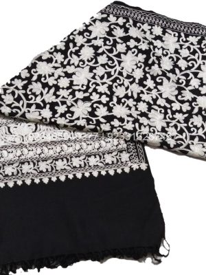 Black with white Aari Work Jama Embroidered