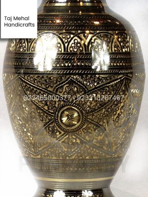 Hand Made Decorative Brass Vase Heavy 14″