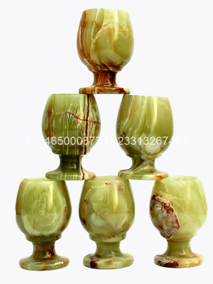 Green Onyx Stone Wine Glass Small Pair 5″ (Set 6 Pieces)