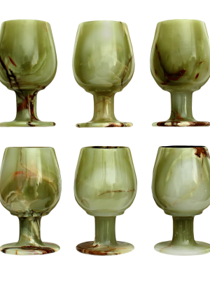 Green Onyx Stone Wine Glass Small Pair 5″ (Set 6 Pieces)