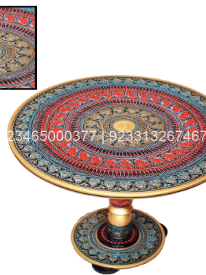 Red And Blue Lacquer Art Corner Table